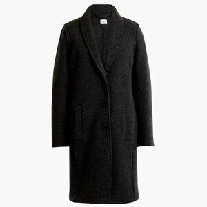 J Crew Boiled Wool-Blend Topcoat in Black, Size 2